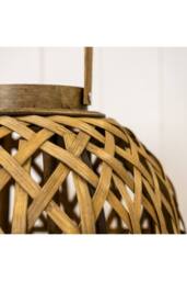 KDMD Medium Oval Bamboo Lantern with Glass Insert in Brown - thumbnail 2