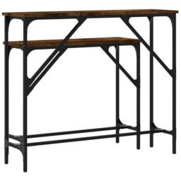 Berkfield Home Decorative Console Tables 2 pcs Smoked Oak Engineered Wood in Brown - thumbnail 6