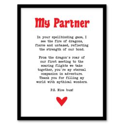 "Artery8 Love Poem Role Play Game Nerd Partner Romantic Framed Art Print in White - Size: W12"" x H16""" - thumbnail 1