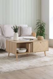 Birlea Herringford 1 Drawer Coffee Table with storage Oak Parquet Design in Brown - Size: 1 Pack