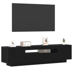 Berkfield Home TV Stand with LED Lights - Black Oak, 160x35x40 cm, Made from Engineered Wood - Size: 160 x 35 x 40 cm - thumbnail 3