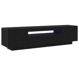 Berkfield Home TV Stand with LED Lights - Black Oak, 160x35x40 cm, Made from Engineered Wood - Size: 160 x 35 x 40 cm - thumbnail 5