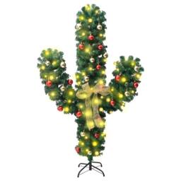 Berkfield Home Christmas Cactus with Stand & LED Green 180 cm PVC - thumbnail 1
