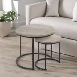 Rafaelo Mobilia Set Of 2 Round Nesting Tables Grey - thumbnail 1
