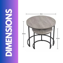Rafaelo Mobilia Set Of 2 Round Nesting Tables Grey - thumbnail 6