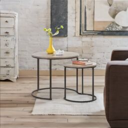 Rafaelo Mobilia Set Of 2 Round Nesting Tables Grey - thumbnail 4