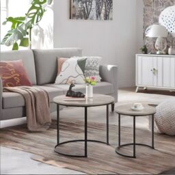 Rafaelo Mobilia Set Of 2 Round Nesting Tables Grey - thumbnail 3