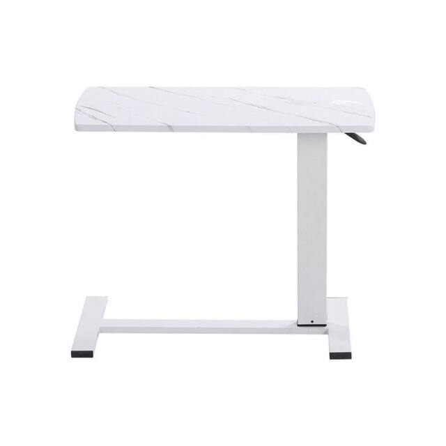 KORVIXA White with Marble Mobile Adjustable Large Overbed Table - Size: 100 cm x 100 cm - image 1