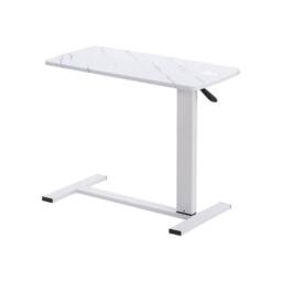 KORVIXA White with Marble Mobile Adjustable Large Overbed Table - Size: 100 cm x 100 cm - thumbnail 3