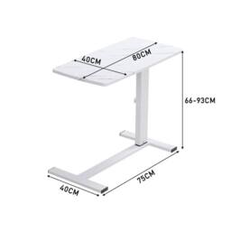 KORVIXA White with Marble Mobile Adjustable Large Overbed Table - Size: 100 cm x 100 cm - thumbnail 2