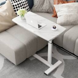 KORVIXA White with Marble Mobile Adjustable Large Overbed Table - Size: 100 cm x 100 cm - thumbnail 4