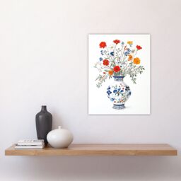 "Artery8 Colourful Wildflower Bouquet Floral Pattern Vase Wall Art Print in Blue - Size: W18"" x H24""" - thumbnail 4