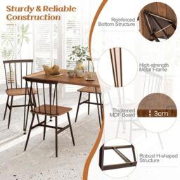 Gymax 5PCS Dining Table Set Kitchen Table & 4-Chair Metal Frame Space-Saving in Brown - thumbnail 6