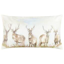 Voyage Maison Moorland Stag Reversible Water-Resistant Outdoor Cushion in Beige - Size: 30 cm x 50 cm