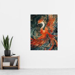 "Artery8 Wall Art Print Phoenix Bird & Smoke Clouds Stylised Painting Poster - Size: W12"" x H16""" - thumbnail 4