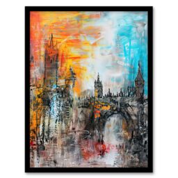 Artery8 Alnwick Castle Modern Artwork Northumberland Framed Art Print - Size: A4 - thumbnail 1