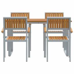 Berkfield Home Modern Garden Dining Set Set of 5 Grey Steel Durable Dining Set - thumbnail 7