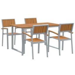 Berkfield Home Modern Garden Dining Set Set of 5 Grey Steel Durable Dining Set - thumbnail 3