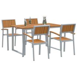 Berkfield Home Modern Garden Dining Set Set of 5 Grey Steel Durable Dining Set - thumbnail 1
