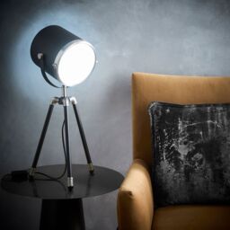 K LIVING Black Tripod Table Lamp or Floor Lamp Projector style Spot light with a Diffuser Face & Satin Nickel Rim - thumbnail 2
