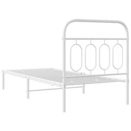 Berkfield Home Metal Bed Frame without Mattress with Headboard White 90x200cm - Size: 90x200 cm - thumbnail 6