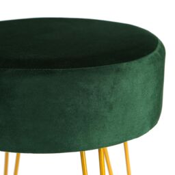 Harbour Housewares Round Velvet Footstools - H40 x D35cm - Gold Hairpin Legs - Pack of 2 in Green - thumbnail 6