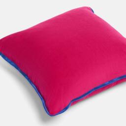 OHS 2 Pack Matte Velvet Piped Cushion Covers Home Decor Set in Bright Pink - Size: 45 cm x 45 cm - thumbnail 5