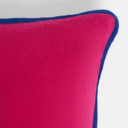 OHS 2 Pack Matte Velvet Piped Cushion Covers Home Decor Set in Bright Pink - Size: 45 cm x 45 cm - thumbnail 6