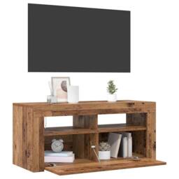 Berkfield Home TV Cabinet with LED Lights Old Wood 90x35x40 cm Engineered Wood - Size: 90 x 35 x 40 cm - thumbnail 5