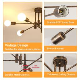 Pheashine Antique Bronze Ceiling Light Industrial Flush Mount - thumbnail 4