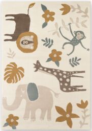 THE RUGS Majoli Handwoven Wool Jute Rug Scandinavian Boho Style 10mm Pile in Beige - Size: 120 cm x 170 cm - thumbnail 1
