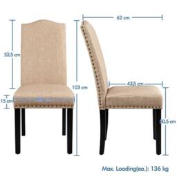 Kelvenix Set of 2 Dining Chairs Fabric in Brown - Size: 0.6m2 - thumbnail 2