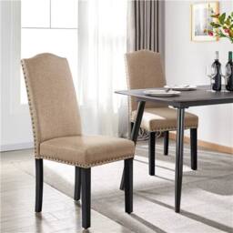 Kelvenix Set of 2 Dining Chairs Fabric in Brown - Size: 0.6m2 - thumbnail 5