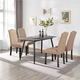 Kelvenix Set of 2 Dining Chairs Fabric in Brown - Size: 0.6m2 - thumbnail 1