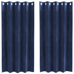 Berkfield Home Blackout Curtains with Eyelets 2 pcs Dark Blue Velvet in Navy - thumbnail 2