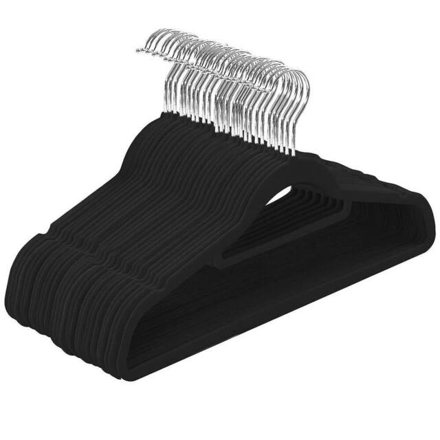 Kelvenix 100x Hangers Black Velvet Coat Hangers Anti Slip - image 1
