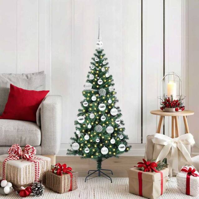 Berkfield Home Artificial Pre-lit Christmas Tree Green 120 cm PVC & Metal - image 1