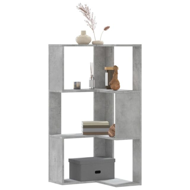 Berkfield Home Corner Bookcase 3-Tier Concrete Grey 50x50x102 cm Engineered Wood - Size: 50 x 50 x 102 cm - image 1