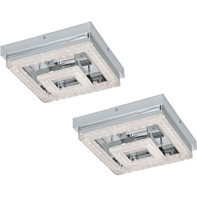 Loops 2 PACK Wall Flush Ceiling Light Chrome Shade Chrome Clear Plastic Crystal LED - image 1