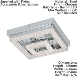 Loops 2 PACK Wall Flush Ceiling Light Chrome Shade Chrome Clear Plastic Crystal LED - thumbnail 2