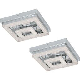 Loops 2 PACK Wall Flush Ceiling Light Chrome Shade Chrome Clear Plastic Crystal LED - thumbnail 1