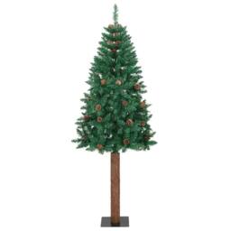 Berkfield Home Slim Christmas Tree Green 180 cm PVC & Solid Pine wood - thumbnail 3