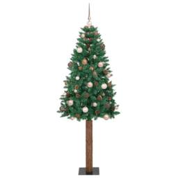 Berkfield Home Slim Christmas Tree Green 180 cm PVC & Solid Pine wood - thumbnail 2