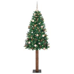Berkfield Home Slim Christmas Tree Green 180 cm PVC & Solid Pine wood - thumbnail 1