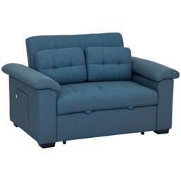 HOMCOM Click Clack Sofa Bed 2 Seater Sofa Bed for Living Room in Blue - thumbnail 2