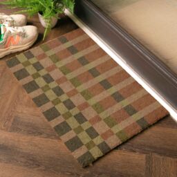 Artsy Mats Pink & Blue Check Coir Doormat (60 x 40cm) in Brown - Size: 40 cm x 60 cm - thumbnail 2