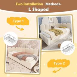 Rolipo 3FT Single Velvet Daybed with Hydraulic Storage, Beige 90x190cm - Size: 90x190 cm - thumbnail 5