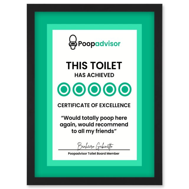 Artery8 Funny Bathroom Wall Art Five Stars Poop Advisor Toilet Sign Bathroom Decor Artwork Framed Wall Art Print A4 in Black - image 1