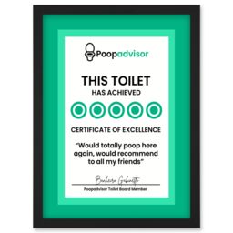 Artery8 Funny Bathroom Wall Art Five Stars Poop Advisor Toilet Sign Bathroom Decor Artwork Framed Wall Art Print A4 in Black - thumbnail 1