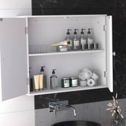 Kelvenix Double Door Bathroom Cabinet Wall-Mount in White - thumbnail 4